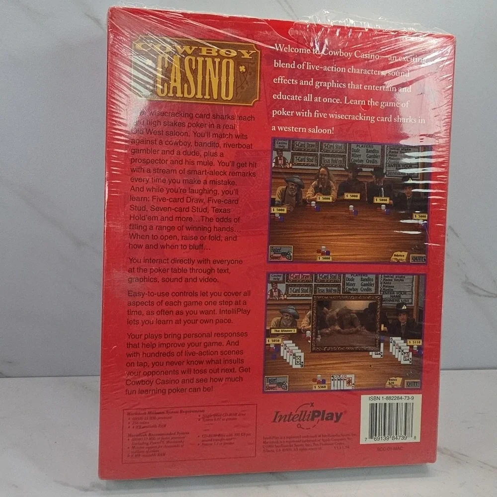 VTG✨Cowboy Casino Interactive‎ Poker CDROM Mac Macintosh✨New✨IntelliPlay✨NOS